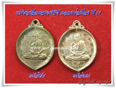 เหรียญเลื่อนสมณศักดิ์ หลวงพ่อเนื่อง วัดจุฬามณี ปี ๒๕๑๗ ด้านหน้า เปรียบเทียบพิมพ์ตาไก่เต็มและตาไก่แบน