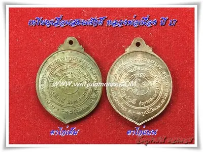 เหรียญเลื่อนสมณศักดิ์ หลวงพ่อเนื่อง วัดจุฬามณี ปี ๒๕๑๗ ด้านหลัง เปรียบเทียบพิมพ์ตาไก่เต็มและตาไก่แบน
