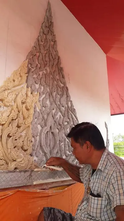 งานศิลป์ปูนปั้นวิหารพระพุทธโสภิตมุณี วัดจุฬามณี อำเภออัมพวา จังหวัดสมุทรสงคราม