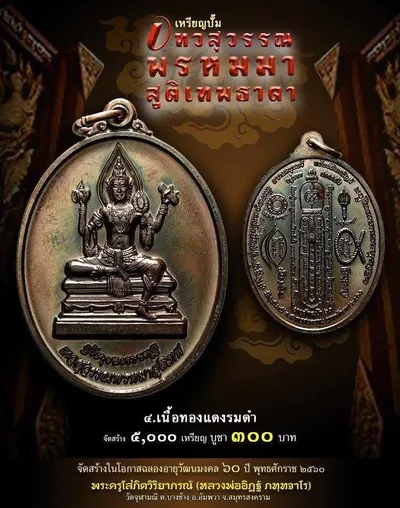 เทวสุวรรณพรหมมาสูติเทพธาดา และตะกรุดจักรพรรดิตราธิราช วัดจุฬามณี ปี ๒๕๖๐ — ภาพถ่ายวัตถุมงคลเนื้อต่างๆ และเอกสารการจัดสร้าง
