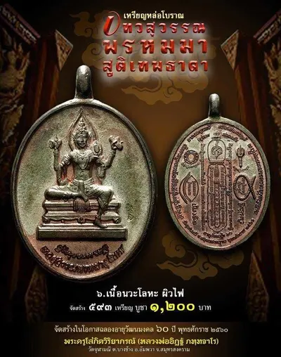 เทวสุวรรณพรหมมาสูติเทพธาดา และตะกรุดจักรพรรดิตราธิราช วัดจุฬามณี ปี ๒๕๖๐ — ภาพถ่ายวัตถุมงคลเนื้อต่างๆ และเอกสารการจัดสร้าง