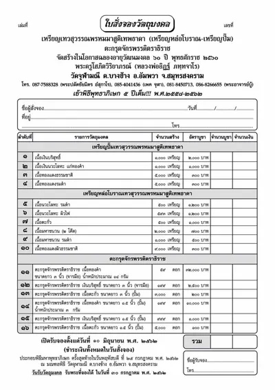 เทวสุวรรณพรหมมาสูติเทพธาดา และตะกรุดจักรพรรดิตราธิราช วัดจุฬามณี ปี ๒๕๖๐ — ภาพถ่ายวัตถุมงคลเนื้อต่างๆ และเอกสารการจัดสร้าง