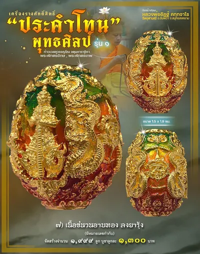 ประคำโทน ท้าวเวสสุวรรณโณ พุทธศิลป์ รุ่น ๑ วัดจุฬามณี ปี ๒๕๖๕ — ภาพถ่ายประคำโทนเนื้อต่างๆ และรายการจัดสร้าง