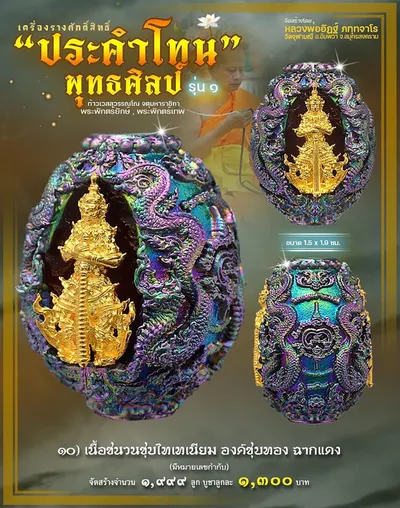 ประคำโทน ท้าวเวสสุวรรณโณ พุทธศิลป์ รุ่น ๑ วัดจุฬามณี ปี ๒๕๖๕ — ภาพถ่ายประคำโทนเนื้อต่างๆ และรายการจัดสร้าง