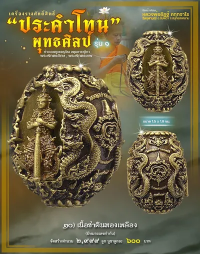 ประคำโทน ท้าวเวสสุวรรณโณ พุทธศิลป์ รุ่น ๑ วัดจุฬามณี ปี ๒๕๖๕ — ภาพถ่ายประคำโทนเนื้อต่างๆ และรายการจัดสร้าง
