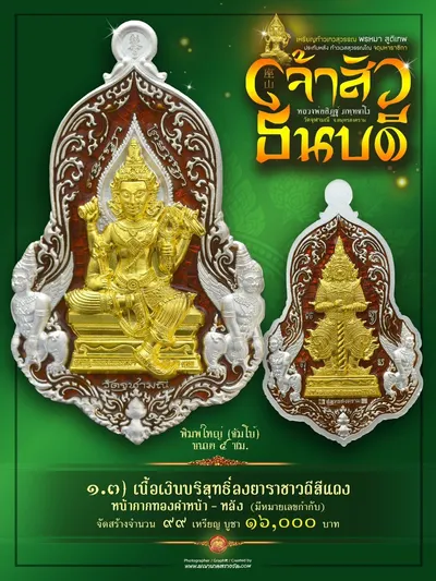 เหรียญเทวสุวรรณพรหมาสูติเทพ ประทับหลังท้าวเวสสุวรรณโณ รุ่นเจ้าสัว ธนบดี หลวงพ่ออิฏฐ์ วัดจุฬามณี ปี ๒๕๖๖ — ภาพถ่ายเหรียญเนื้อต่างๆ และรายการจัดสร้าง