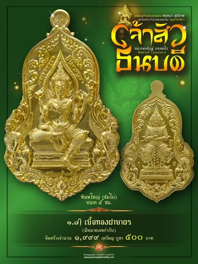 เหรียญเทวสุวรรณพรหมาสูติเทพ ประทับหลังท้าวเวสสุวรรณโณ รุ่นเจ้าสัว ธนบดี หลวงพ่ออิฏฐ์ วัดจุฬามณี ปี ๒๕๖๖ — ภาพถ่ายเหรียญเนื้อต่างๆ และรายการจัดสร้าง