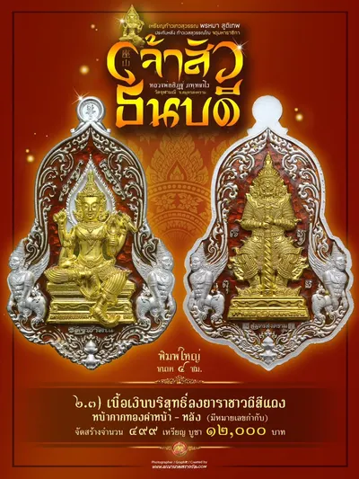 เหรียญเทวสุวรรณพรหมาสูติเทพ ประทับหลังท้าวเวสสุวรรณโณ รุ่นเจ้าสัว ธนบดี หลวงพ่ออิฏฐ์ วัดจุฬามณี ปี ๒๕๖๖ — ภาพถ่ายเหรียญเนื้อต่างๆ และรายการจัดสร้าง