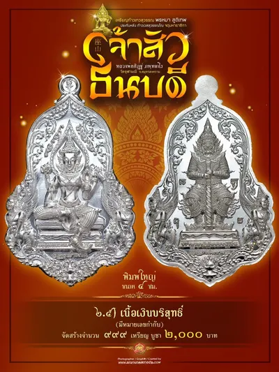 เหรียญเทวสุวรรณพรหมาสูติเทพ ประทับหลังท้าวเวสสุวรรณโณ รุ่นเจ้าสัว ธนบดี หลวงพ่ออิฏฐ์ วัดจุฬามณี ปี ๒๕๖๖ — ภาพถ่ายเหรียญเนื้อต่างๆ และรายการจัดสร้าง