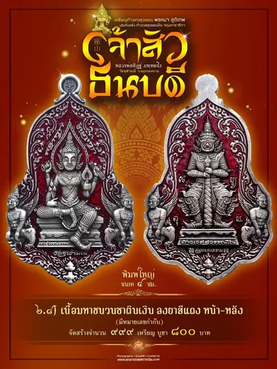 เหรียญเทวสุวรรณพรหมาสูติเทพ ประทับหลังท้าวเวสสุวรรณโณ รุ่นเจ้าสัว ธนบดี หลวงพ่ออิฏฐ์ วัดจุฬามณี ปี ๒๕๖๖ — ภาพถ่ายเหรียญเนื้อต่างๆ และรายการจัดสร้าง