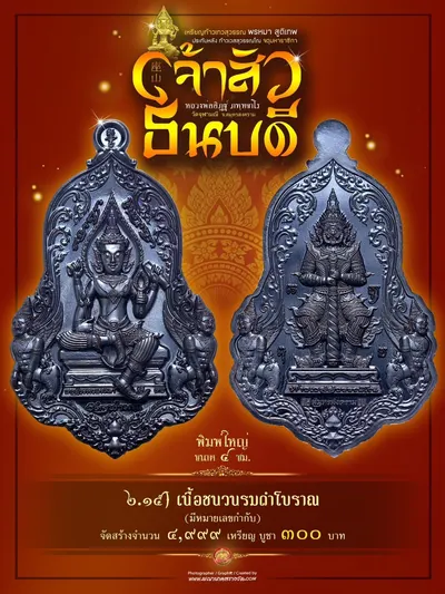 เหรียญเทวสุวรรณพรหมาสูติเทพ ประทับหลังท้าวเวสสุวรรณโณ รุ่นเจ้าสัว ธนบดี หลวงพ่ออิฏฐ์ วัดจุฬามณี ปี ๒๕๖๖ — ภาพถ่ายเหรียญเนื้อต่างๆ และรายการจัดสร้าง