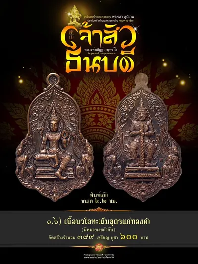 เหรียญเทวสุวรรณพรหมาสูติเทพ ประทับหลังท้าวเวสสุวรรณโณ รุ่นเจ้าสัว ธนบดี หลวงพ่ออิฏฐ์ วัดจุฬามณี ปี ๒๕๖๖ — ภาพถ่ายเหรียญเนื้อต่างๆ และรายการจัดสร้าง