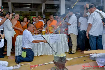 ประมวลภาพพิธีเททองหล่อองค์ท้าวเวสสุวรรณ ๗ องค์ วัดจุฬามณี ปี ๒๕๖๒