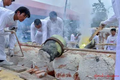 ประมวลภาพพิธีเททองหล่อองค์ท้าวเวสสุวรรณ ๗ องค์ วัดจุฬามณี ปี ๒๕๖๒