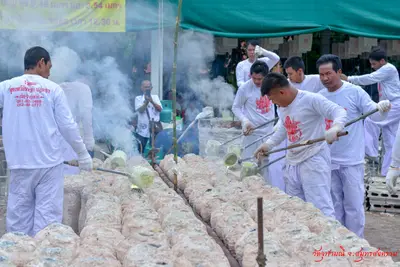 ประมวลภาพพิธีเททองหล่อองค์ท้าวเวสสุวรรณ ๗ องค์ วัดจุฬามณี ปี ๒๕๖๒