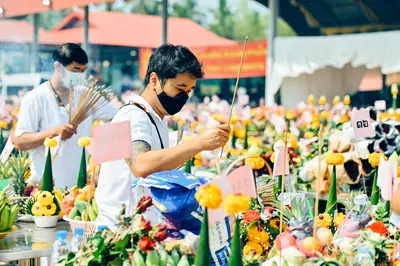 ประมวลภาพพิธีบวงสรวงท้าวเวสสุวรรณโณ จตุมหาราชิกา วัดจุฬามณี ปี ๒๕๖๔