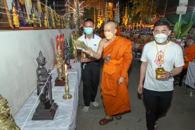 ประมวลภาพพิธีสวดนพเคราะห์และพุทธาภิเษกวัตถุมงคล วัดจุฬามณี ปี ๒๕๖๔