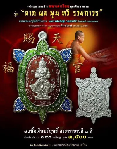 เหรียญจตุมหาราชิกา พญาเต่าเรือน รุ่น ลาภ ผล พูน ทวี รวยถาวร วัดจุฬามณี ปี ๒๕๖๓ — โปสเตอร์เนื้อต่างๆ พร้อมจำนวนจัดสร้างและราคาบูชา และใบรายการบูชาวัตถุมงคล