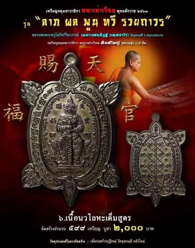 เหรียญจตุมหาราชิกา พญาเต่าเรือน รุ่น ลาภ ผล พูน ทวี รวยถาวร วัดจุฬามณี ปี ๒๕๖๓ — โปสเตอร์เนื้อต่างๆ พร้อมจำนวนจัดสร้างและราคาบูชา และใบรายการบูชาวัตถุมงคล