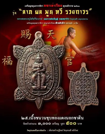 เหรียญจตุมหาราชิกา พญาเต่าเรือน รุ่น ลาภ ผล พูน ทวี รวยถาวร วัดจุฬามณี ปี ๒๕๖๓ — โปสเตอร์เนื้อต่างๆ พร้อมจำนวนจัดสร้างและราคาบูชา และใบรายการบูชาวัตถุมงคล
