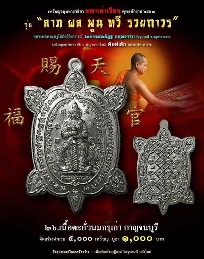 เหรียญจตุมหาราชิกา พญาเต่าเรือน รุ่น ลาภ ผล พูน ทวี รวยถาวร วัดจุฬามณี ปี ๒๕๖๓ — โปสเตอร์เนื้อต่างๆ พร้อมจำนวนจัดสร้างและราคาบูชา และใบรายการบูชาวัตถุมงคล