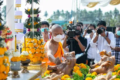 ประมวลภาพพิธีเททองหล่อพระ วัดจุฬามณี ปี ๒๕๖๕