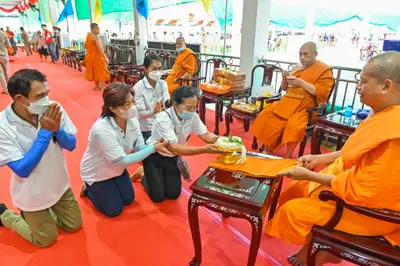 ประมวลภาพพิธีรับตราตั้งและมุทิตาสักการะเจ้าคณะอำเภออัมพวา วัดจุฬามณี ปี ๒๕๖๕