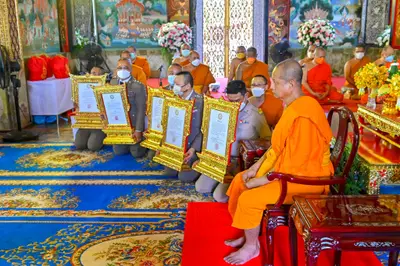 ประมวลภาพพิธีรับตราตั้งและมุทิตาสักการะเจ้าคณะอำเภออัมพวา วัดจุฬามณี ปี ๒๕๖๕