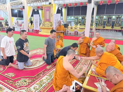 ประมวลภาพคณะสงฆ์และคณะศิษยานุศิษย์ทำสามีจิกรรมในช่วงเทศกาลเข้าพรรษา ๒๕๖๙ วัดจุฬามณี