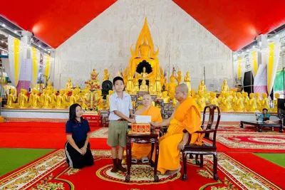พิธีมอบทุนการศึกษาสงเคราะห์นักเรียน ๑๐๐ ทุน และถุงยังชีพ ๕๐ ถุง ณ ศาลาพระพุทธชินราช วัดจุฬามณี ๓๐ กันยายน ๒๕๖๙